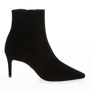 SCHUTZ Bette Suede Pointed-Toe Ankle Booties, Size 7.5